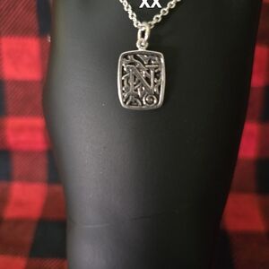 Silver Initial 'N' Pendant Necklace